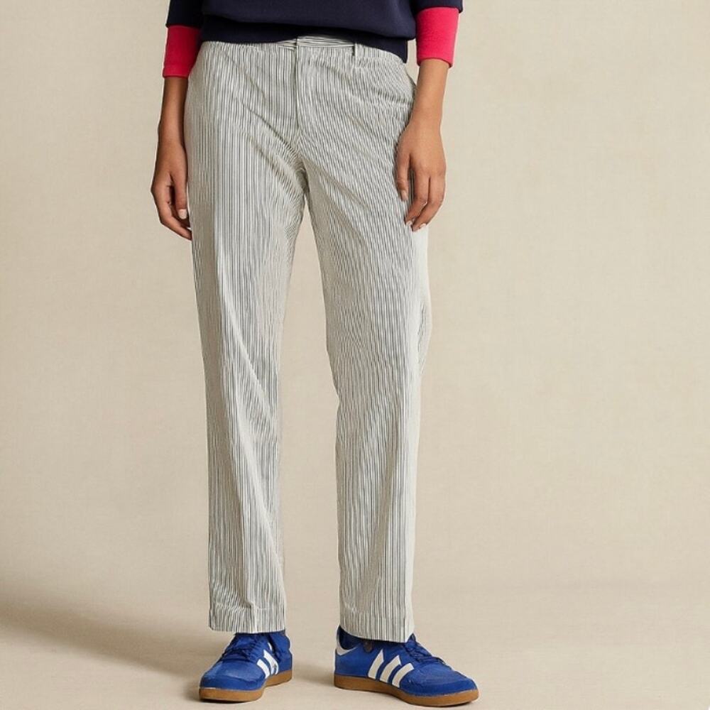 Y2K Ralph Lauren Polo Jeans Company Brown And White Pinstriped Chino Pants